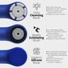 Premium Face Scrubber, Deep Pore Cleansing Brush, Waterproof & Rechargeable Face Scrub Brush for Men& Women, Electric Facial Exfoliator with 3 Brushes, 3 Intensities, 2 Modes with Eye Rollor - Azure view 3