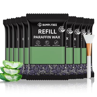 BUMPLYBEE Paraffin Wax Kit - 10 Packs Aloe Vera Paraffin Wax for Hand and Feet Refill, Skin Moisturizing, Non-Greasy, Easy-Peeling