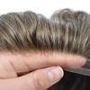 Mens Hair System French Lace Toupee For Men Real Human Hair Replacement System For Men Swiss Lace Front Mens Toupee Hair Piece8x10 100% light to Medium density#420 4# MEDIUM BROWN+20% GREY view 3