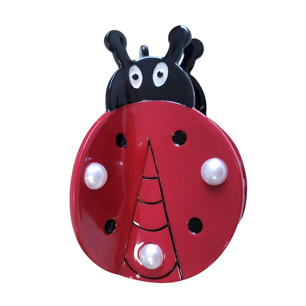 Funny Big Ladybug Hair Clip,Acetate Hair Clip,Small Claw Clip for Women,Red, 1 Count (Pack of 1)