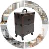 NIENIEE Makeup Rolling Train Case, Makeup Train Case, Coffee Makeup Train Case with 4 Wheels, Nail Polish Organizer, Cosmetic Storage Organizer for Travel Makeup/Nail/Hair Cosmetic Case view 3
