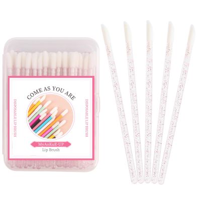 100 PCS Glitter Crystal Lip Brush, Disposable Lip Brushes Lip Gloss Applicators Lipstick Gloss Wands Applicator Perfect Makeup Tool Kits (Crystal Pink)