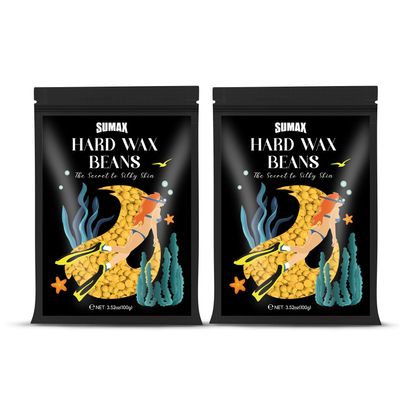 SUMAX Wax Beads for Hair Removal Sensitive Skin - 2 Packs Gentle Hair Removal for Face, Eyebrow, Legs - Waxing Beads for Brazilian Wax Beans for Women and Men - Honey