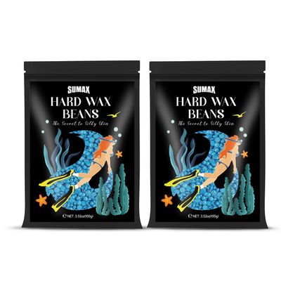 SUMAX Wax Beads for Hair Removal Sensitive Skin - 2 Packs Gentle Hair Removal for Face, Eyebrow, Legs - Waxing Beads for Brazilian Wax Beans for Women and Men - Chamomile