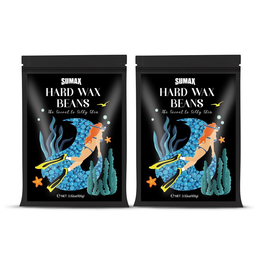 SUMAX Wax Beads for Hair Removal Sensitive Skin - 2 Packs Gentle Hair Removal for Face, Eyebrow, Legs - Waxing Beads for Brazilian Wax Beans for Women and Men - Chamomile