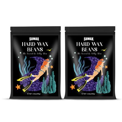 SUMAX Wax Beads for Hair Removal Sensitive Skin - 2 Packs Gentle Hair Removal for Face, Eyebrow, Legs - Waxing Beads for Brazilian Wax Beans for Women and Men - Lavender