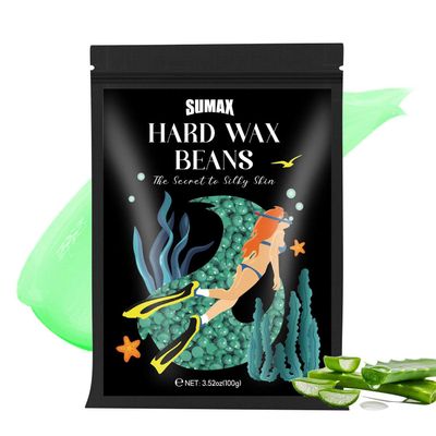 SUMAX Hard Wax Beads for Hair Removal for Women 100G Hard Wax Beads for Brazilian Waxing, Wax Beans for Sensitive Skin for Bikini, Face, Eyebrow, Armpit, Arms, Back, Chest, Legs - Aloe