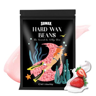 SUMAX Hard Wax Beads for Hair Removal for Women 100G Hard Wax Beads for Brazilian Waxing, Wax Beans for Sensitive Skin for Bikini, Face, Eyebrow, Armpit, Arms, Back, Chest, Legs - Strawberry