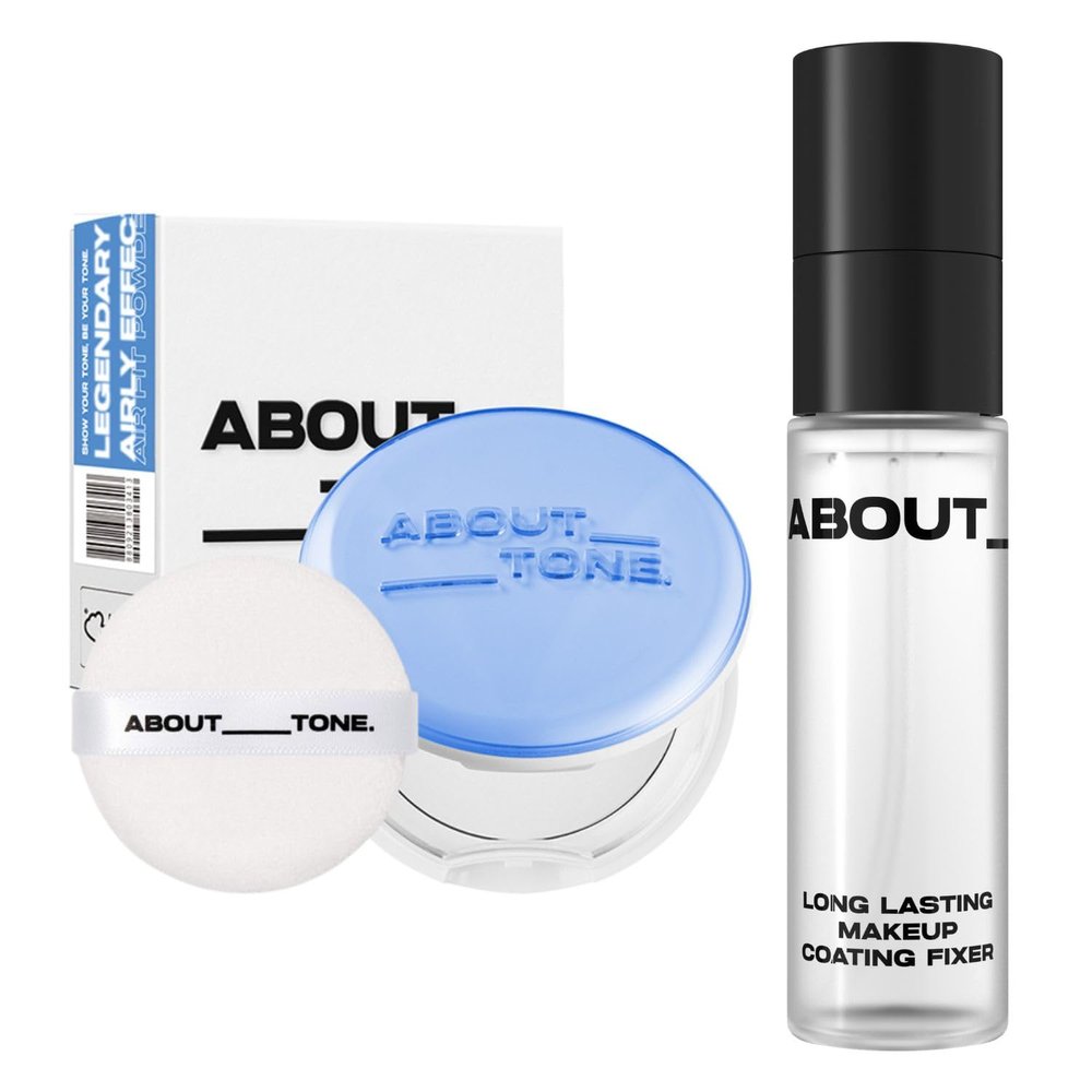 ABOUT TONE Air Fit Powder Pact + Long Lasting Makeup Coating Fixer BUNDLE SET