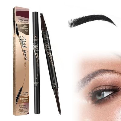 2-in-1 Eyebrow Microblading Pen, 2024 New 3D Waterproof Microblading Eyebrow Pencil Contouring Pen, 4 Fork Tip Magic Eyebrow Pencil, Microblading Eyebrow Pen for Natural Makeup All Day(1pcs)