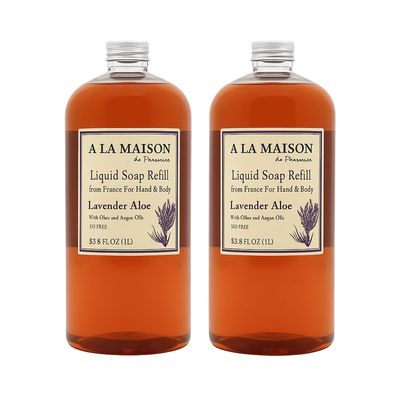 A LA MAISON Lavender Aloe Natural Hand Wash Made with Essential Oils - Biodegradable, Plant-Based, Vegan, Cruelty-Free 33.8 Fl Oz Refill Bottles, 2 Pack