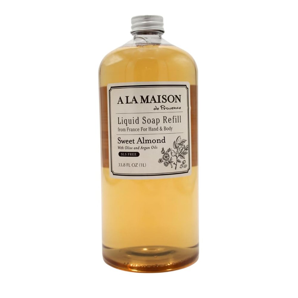 A LA MAISON Sweet Almond Natural Hand Wash Made with Essential Oils - Biodegradable, Plant-Based, Vegan, Cruelty-Free (33.8 Fl Oz Refill, 1 Pack)