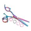 Sharkfin Shears Professional Left HandedSuper Swivel Rainbow 28 Tooth Thinner view 1