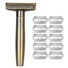 Dual Blade Safety Shaver - Adjustable Shaver with 10 Blades, Includes Holder - Suitable for Men and Women (Bronze) view 1