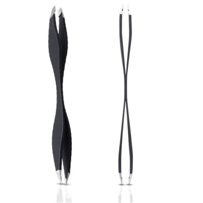 CHENYUEFA Hair Removal Tweezers Tweezers Rose double headed eyebrows Tweezers Anti static eyelash expansion and promotion curly beauty makeup tool Tweezers(Black)