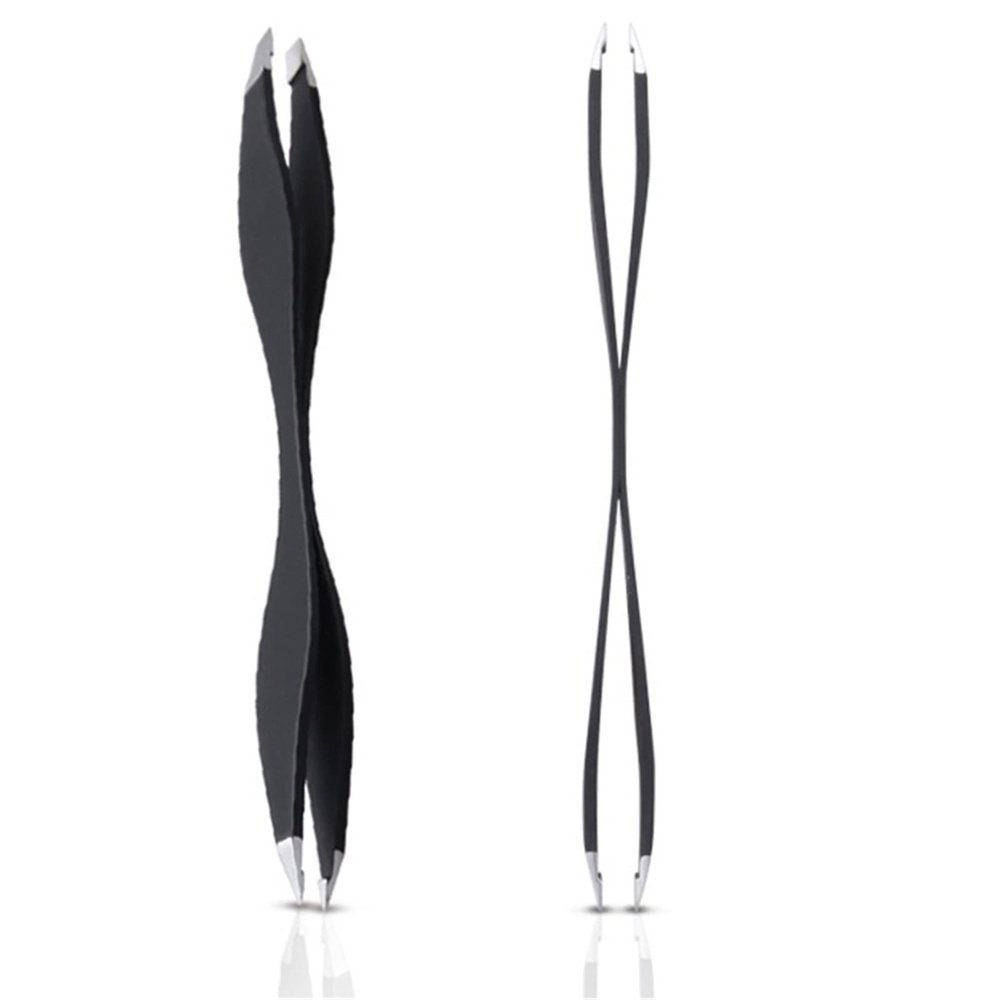 CHENYUEFA Hair Removal Tweezers Tweezers Rose double headed eyebrows Tweezers Anti static eyelash expansion and promotion curly beauty makeup tool Tweezers(Black)