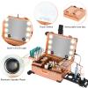 Aiborke Rolling Makeup Train Case with Lighted Mirror and Bluetooth Speaker Professional Cosmetic Organizer Case with Wheels, Stands Portable Makup Station Vanity for Travel (Rose gold, Medium) view 3
