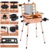 Aiborke Rolling Makeup Train Case with Lighted Mirror and Bluetooth Speaker Professional Cosmetic Organizer Case with Wheels, Stands Portable Makup Station Vanity for Travel (Rose gold, Medium) view 4