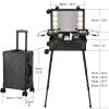 Aiborke Rolling Makeup Train Case with Lighted Mirror and Bluetooth Speaker Professional Cosmetic Organizer Case with Wheels, Stands Portable Makup Station Vanity for Travel (Black, Small) view 2
