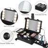 Aiborke Rolling Makeup Train Case with Lighted Mirror and Bluetooth Speaker Professional Cosmetic Organizer Case with Wheels, Stands Portable Makup Station Vanity for Travel (Black, Small) view 3