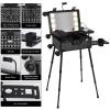 Aiborke Rolling Makeup Train Case with Lighted Mirror and Bluetooth Speaker Professional Cosmetic Organizer Case with Wheels, Stands Portable Makup Station Vanity for Travel (Black, Small) view 4