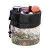 Buxolandt Lay and Go Makeup Bag with Drawstring for Women African Printed Ethnic Style Cylinder Travel Makeup Bag,Cylinder Travel Makeup Bag,Toiletry Bag for Travel, Gifts, and Daily Use Green view 2