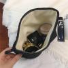 HAPPYHEIDI Large Floral Black Quilted Makeup Bag Cosmetic Toiletry Travel Pouch Purse Organizer, Canvas Lined, Embroiddered Flowers view 3