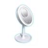 7.9 Inch Makeup Mirror with LED Lights and Fan Head Adjustable Cosmetic Vanity Mirror 5X Magnifying view 1