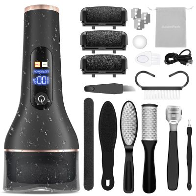 AdamPark Electric Callus Remover for Feet,Rechargeable Foot File Pedicure Kits,Professional Waterproof Pedi Feet Care Tools Wet&Dry Foot Scrubber File for Hard Cracked Dead Skin with Bag