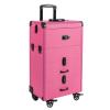 awolsrgiop 4 in 1 Rolling Makeup Case, Salon Cosmetic Trolley Organizer Box Portable Cosmetic Organizer Trolley Makeup Suitcase Cosmetology Case on Wheels Rolling Zinc Alloy Makeup Train Case view 1