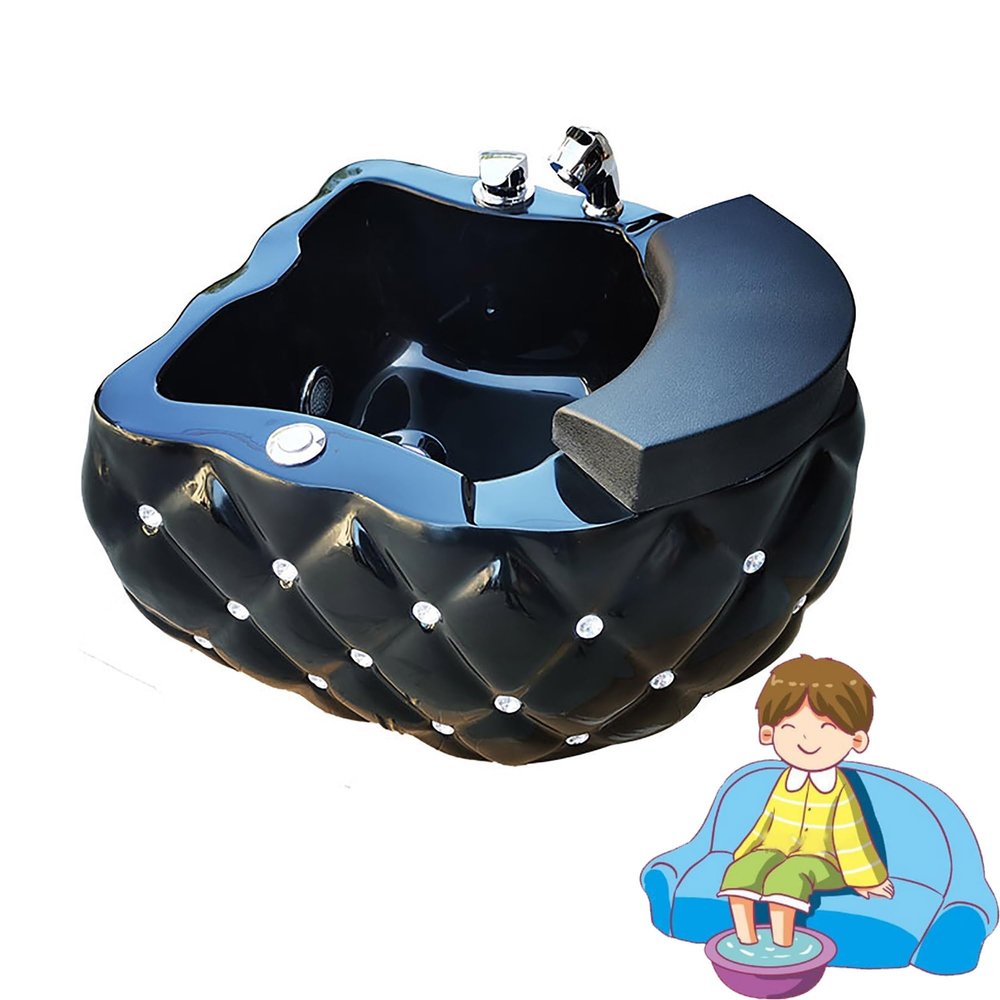 Acrylic Pedicure Bowl, foot massage basin, foot soaking tub, Bath Basin for Foot Soaking, Massage Footbath Foot Spa, Pedicure Spa Bathtub with Hot and Cold Water, Pedicure Sink for Home Foot Bath(Blac