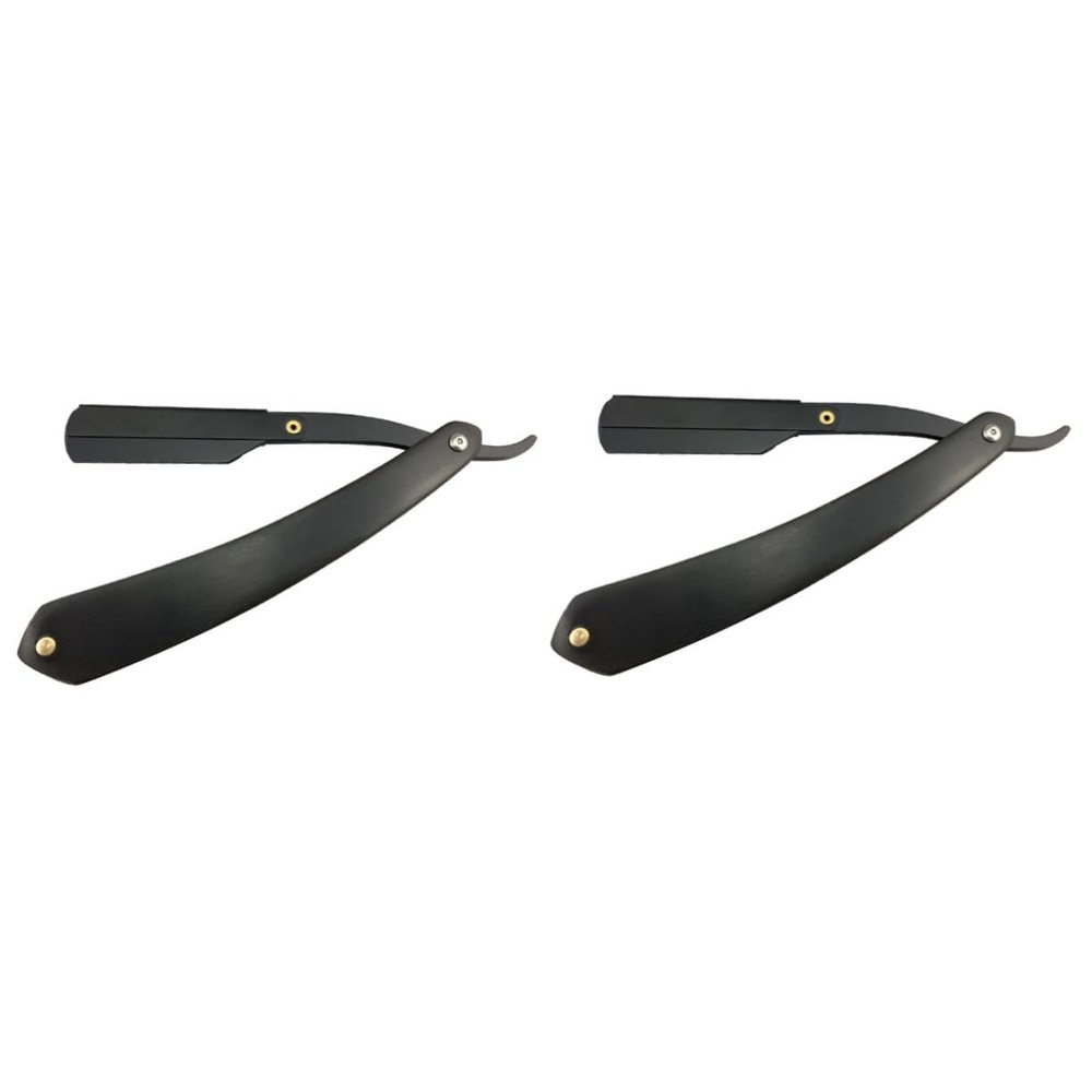 FOMIYES 2pcs Barber Razor for Men Manual Steel for Beard Sideburns Fine Hair Easy to Open Guard Travel-friendly