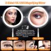 WOOCICA Makeup Mirror with Lights, 9 Inch 20X Magnifying Mirror with Light and 3 Colors for Women, Vanity Mirror with Lights and Adjustable Brightness, Lighted Magnified Mirrors for Delicate Makeup view 4