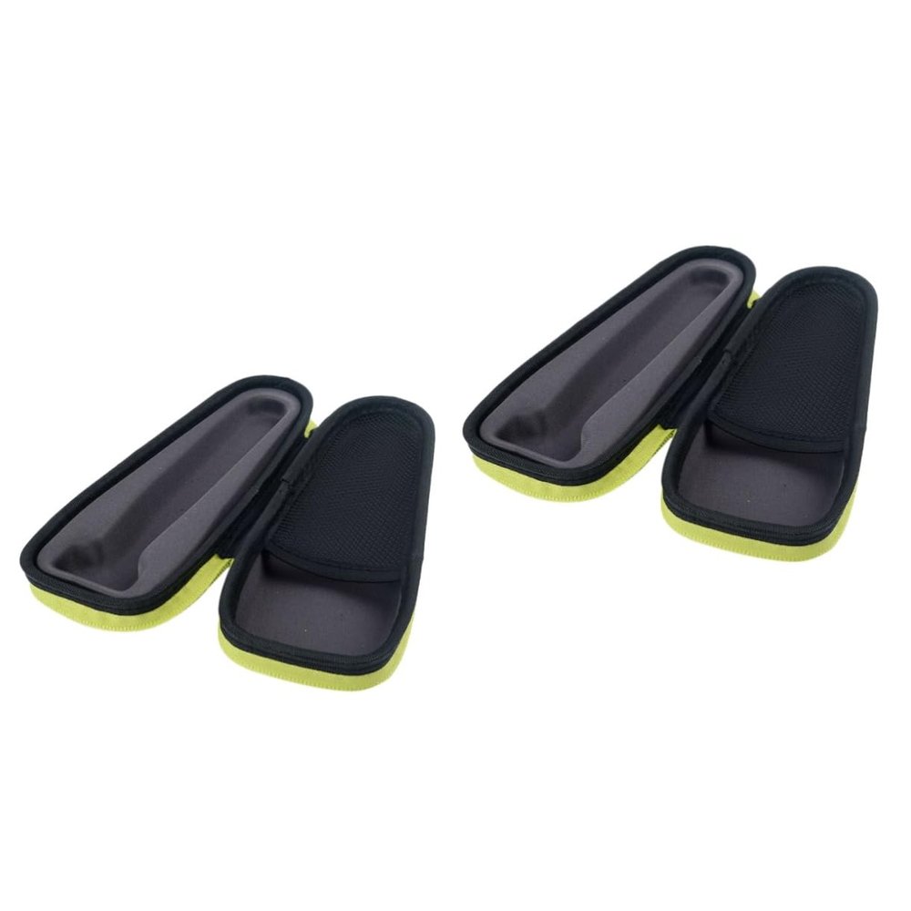FOMIYES 2pcs Travel Shaver Bag Safe Beard Razor Storage Bag Black Toiletry Kit Pu Material