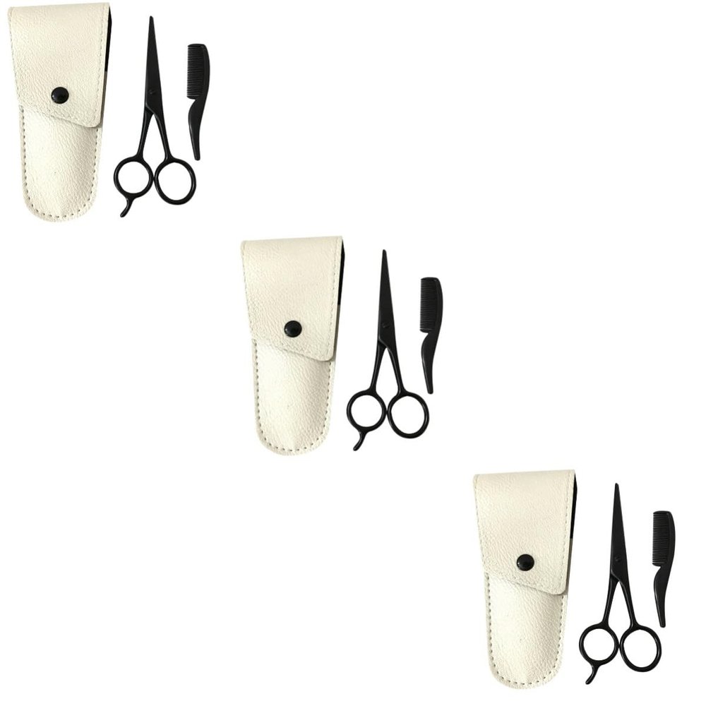 FOMIYES 9pcs Beard Trimmer Scissors Set Men Mustache Grooming Kit Stainless Steel Scissors for Barber Shops Salons DIY