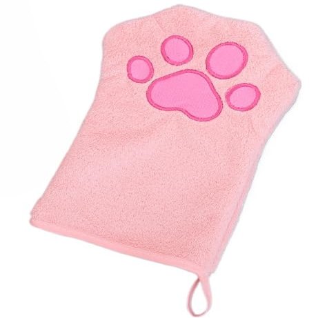ABarty Pet Towel Glove Style Quick Drying and Absorbent Cleaning Towel for Dog Cat Shower Towel (Pink)
