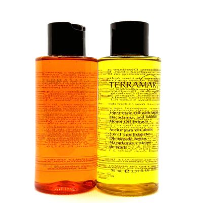 Generic Terramar Hair Oil Pack, 3in1 with Argan, Macadamia & Monoi Extracts, Color Protection with Argan & Camelina Oils, 3.31 fl oz, YELLOW