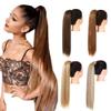Ponytail Hair Extensions Blonde Wrap Around Pigtail Long Smooth Overhead Pony Tail Synthetic Straight Ponytail Hair Extension Clip in Fake Wig Hairpiece Pony Tails Extensions Human Hair(Light brown,32 view 1