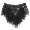 Hair Extensions Kinky Curly 3B 3C Real Hair Clip in Extensions for Black Women Clip in Human Hair Extensions Natural Black Color Brazilian Hair Extension, 10pcs/set Hair Pieces(10inches x 2) view 1