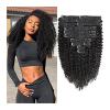 Hair Extensions Kinky Curly 3B 3C Real Hair Clip in Extensions for Black Women Clip in Human Hair Extensions Natural Black Color Brazilian Hair Extension, 10pcs/set Hair Pieces(10inches x 2) view 2