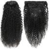 Hair Extensions Kinky Curly 3B 3C Real Hair Clip in Extensions for Black Women Clip in Human Hair Extensions Natural Black Color Brazilian Hair Extension, 10pcs/set Hair Pieces(10inches x 2) view 3