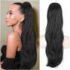 YUXING1205 26 Inch Long Natural Wavy Drawstring Straight Hair Fake Tail Synthetic Hairpiece for Women Daily Use party Ponytail Extensions(Blonde Pink) view 3