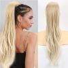 YUXING1205 26 Inch Long Natural Wavy Drawstring Straight Hair Fake Tail Synthetic Hairpiece for Women Daily Use party Ponytail Extensions(Blonde Pink) view 4