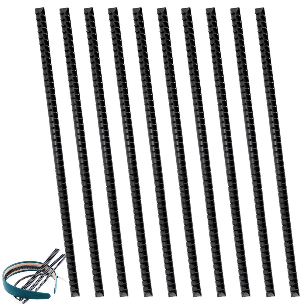 10 PACK Anti-Slip Silicone Grip Headbands, Self-Adhesive Hairbands with Teeth Strips, Craft Hair Accessories (0.18 * 6.89 in)