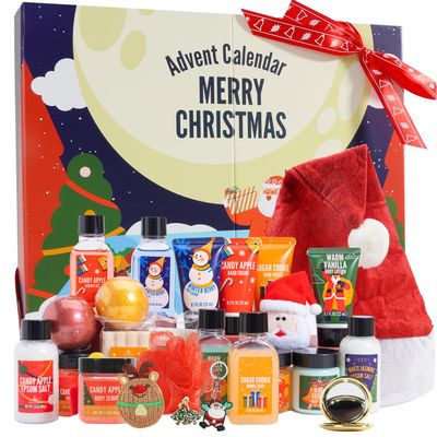 Advent Calendar 2025-24 Days of Beauty Advent Calendar, BFFLOVE Spa Gift Baskets with Shampoo Bar, Bath Bombs, Christmas Gifts for Women Christmas Gifts for Women