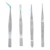 ANKROYU 4PCS Point Tip Tweezers, Stainless Steel Elbow Tweezers, Parts Picker, Picker Precise Electronic Clamping Tools for Metal Particles, Hair view 1