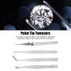 ANKROYU 4PCS Point Tip Tweezers, Stainless Steel Elbow Tweezers, Parts Picker, Picker Precise Electronic Clamping Tools for Metal Particles, Hair view 2