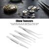 ANKROYU 4PCS Point Tip Tweezers, Stainless Steel Elbow Tweezers, Parts Picker, Picker Precise Electronic Clamping Tools for Metal Particles, Hair view 3