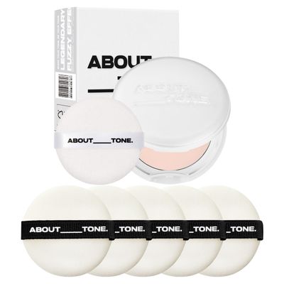 ABOUT TONE Sebum Cut Powder Pact + Powder Pact Puff 5P BUNDLE SET