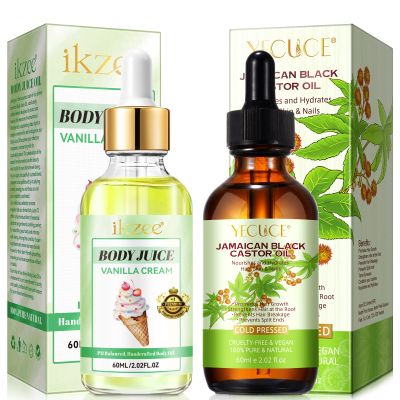 60ml Body Juice Oil Vanilla Cream+Jamaican Black Glass Bottles with Dropper